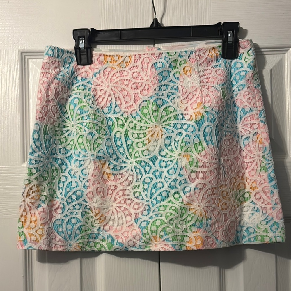 Lilly Pulitzer Pink and Green A-Line Mini Skirt